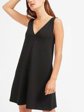 EVERLANE Black Classic The Deep V-Neck Sleeveless A-Line Mini Dress Size 4